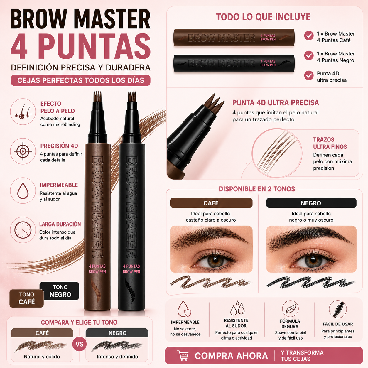 Brow Master 4 Puntas – Definición Precisa y Duradera