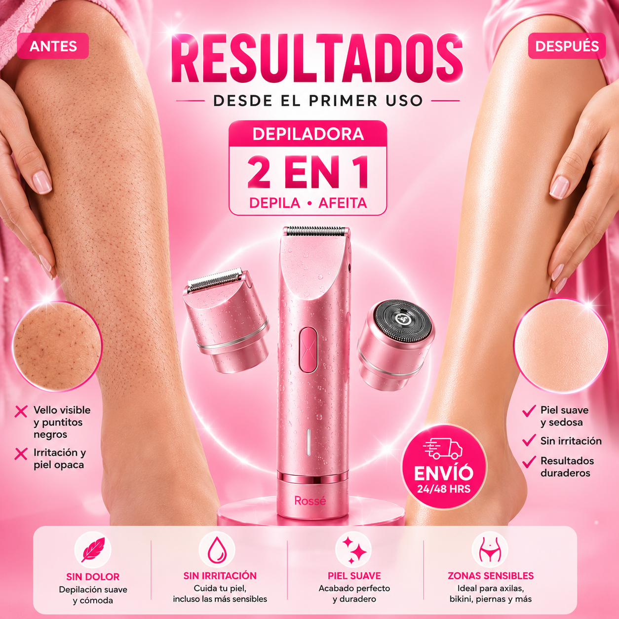 Depiladora Rossé® 2 en 1