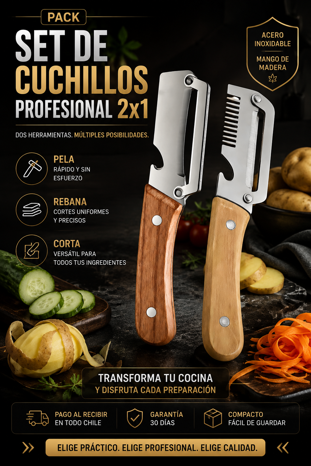 PACK SET DE CUCHILLOS PROFESIONAL 2X1