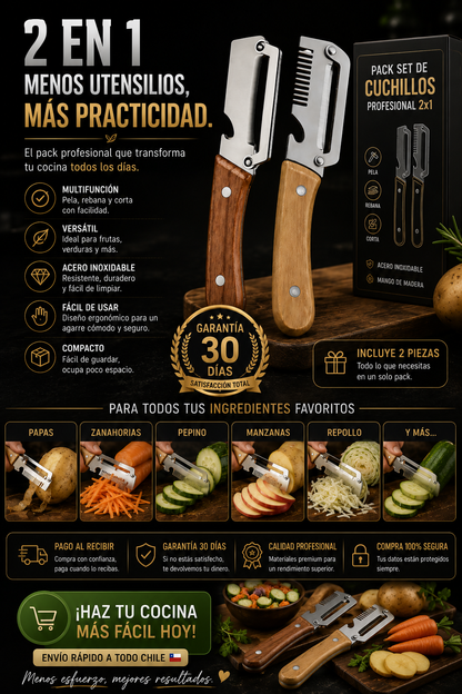 PACK SET DE CUCHILLOS PROFESIONAL 2X1