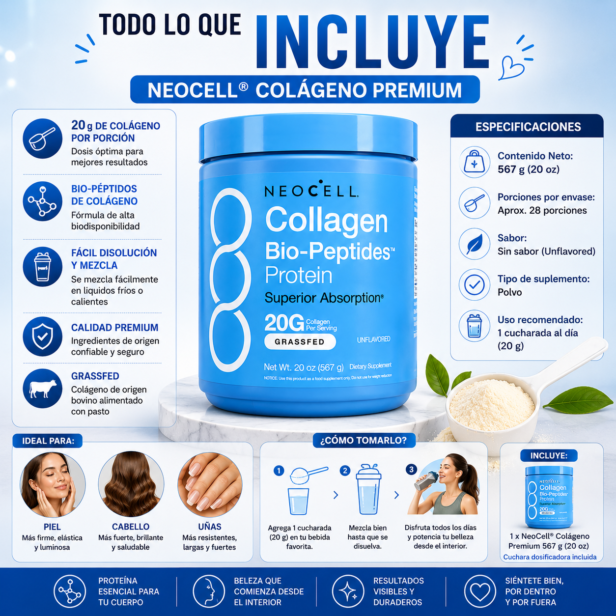 NeoCell® Colágeno Premium – Piel, Cabello y Uñas