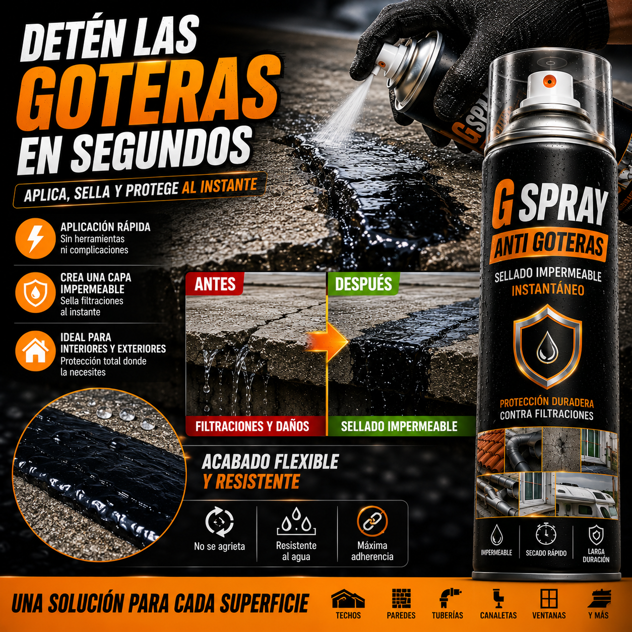 G Spray Anti Goteras – Sellado Impermeable Instantáneo