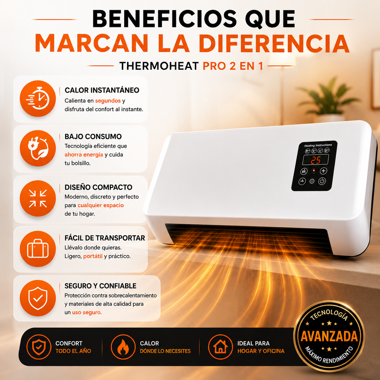 ThermoHeat Pro 2 en 1 Calor Instantáneo para tu Hogar