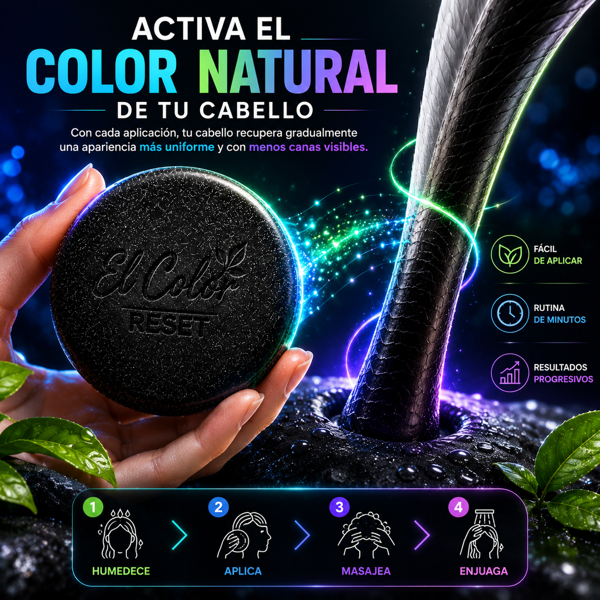 El Color Reset – Barra de Shampoo para Cabello Oscuro
