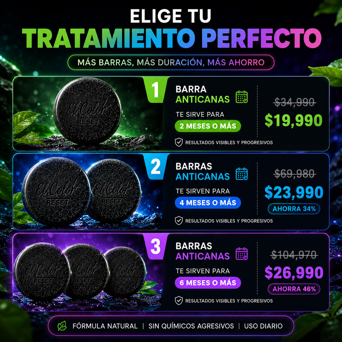 El Color Reset – Barra de Shampoo para Cabello Oscuro